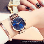 GUOU women's watch purple large dial European and American fan fashion simple quartz watch Roman graduated steel band watch women