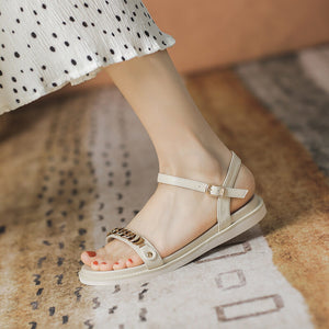 Roman sandals women's 2022 summer new all-match flat shoes sequins soft bottom one word belt sandals women 8500-19