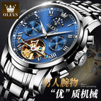 OLEVS Automatic Mechanical Men Watches Stainless Steel Waterproof Date Week Green Fashio Classic Wrist Watches