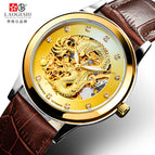 LAOGESHI dragon and phoenix couple watch mechanical hollow luminous leather watch automatic mechanical watch 3688