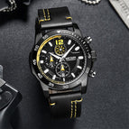 Megir Men's Watch Fashion Chronograph Waterproof Genuine Leather Sports Quartz Men's Watch G2131g