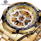 2021 Forsining Stainless Steel Waterproof Men's Skeleton Watches Transparent Mechanical Sport Male Wrist Watches