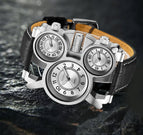 OULM watch for men quartz watch multi-time zone genuine leather quartz causal watch 1167