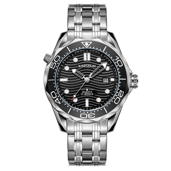 KIMSDUN Watch Men's Haima Series Watch High-End Quartz Watch Luminous Waterproof Men's fashion casual Watch 1808B STEEL
