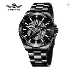 WINNER  Automatic Watches Diamond Bling Star Dial Golden Mechanical Watch Men's Watch