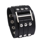Men's Punk Wide Genuine Leather Big Buckle Rivet Cuff Wristband Bracelet Bangle Punk Style Men's Wide Leather Bracelet