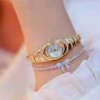 BSLuxury Watches For Women Fashion Gold Luxury Diamond Quartz Clock Small Dial Wrist Watch