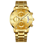 OLMECA Mens Watches Top Brand Luxury Chronograph Watches Full Steel Casual Quartz Watch Fashion Waterproof Business Wristwatch