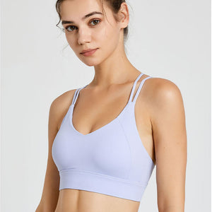 Women Yoga sports Bra Summer New Lulu Thin Cross Straps Cloud Sense Sports Vest Sexy Beauty Back Bra top