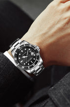 PINTIME Watch Men's Steel Belt Quartz Watch New Business Watch Calendar Causal men watch PT6582