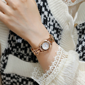 GUOU 6047 New Square Steel Band Bracelet Wrist Watch Simple Temperament Women's Watches Small Quartz Watch Women