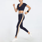 Women's Yoga sports suit short sleeve high waist quick drying fitness set y26s6908 + y26k6998