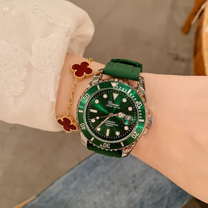 Dimini Women's 2023 New Green Silicone Strap Women's Watch Trendy Fashion Small Green Watch 8252