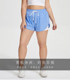 Large Size Quick-Drying Anti-Exposure Drawstring Sports Shorts Women's Loose Running Reflective Fitness Pants High Waist Yoga Pants KK196