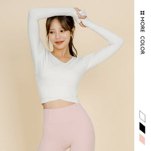 2021 autumn new yoga clothes long sleeve women slim short beginner running fitness yoga clothes tops T-shirt QD24