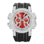 MISSFOX watch men's high-end fashion domineering personality full diamond large dial tape quartz watch V318