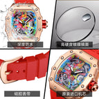 Pintime 2023 New Quartz men's Watch Live Popular Tourbillon Hollow out Trendy Men's quart Casual Watch 8133