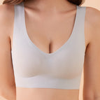 Large size bra glossy no steel ring sports anti-slip gathering side collecting underwear thin women bra