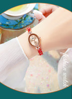 Gedi Niche High-Grade women Watch Luxury Oval Quartz Watch Jewelry Four-Leaf Clover Medieval Bracelet Watch 51120