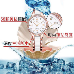 Watch New Ceramic Ladies Watch Inlaid Brick Fashion Waterproof Hot Selling Ladies Quartz Watch s034