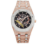 MISSFOX watch European and American explosion models full diamond hollow mechanical watch waterproof luminous stainless steel men's watch V301 Mechanical