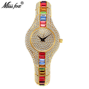 Diamond-encrusted colored diamonds fashion watch European-style high-end watch women's V196