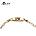 MISSFOX Fashion Women's Analog Watch Gold Pearl Diamond Waterproof Quartz Watch 2170
