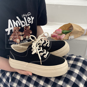 Cow canvas shoes women's steamed bread shoes 2021 new thick-soled shoes Japanese and korean cute casual shoes