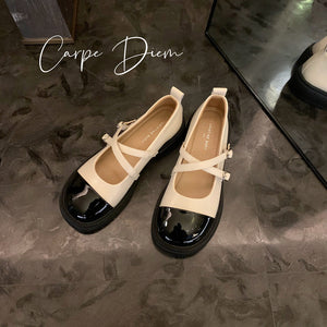Women shoes Sheii retro round toe cross buckle platform Mary Jane shoes women's shoes X1