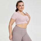 Plus Size Halter Yoga Clothes with Chest Pad Women's Running Exercise Short T-shirt Clothes Top BB188