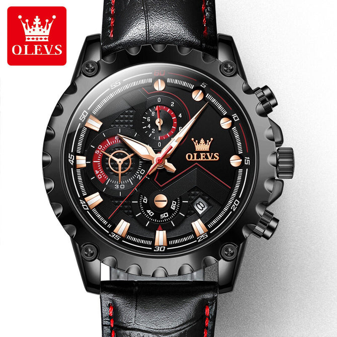 OLEVS men's watch fashion multi-functional calendar luminous men's quartz watch 2873DP