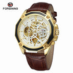 Forsining Waterproof Mechanical Watch Men's Fashion Casual Steel Belt Hollow Automatic Mechanical men Watch SLZe66