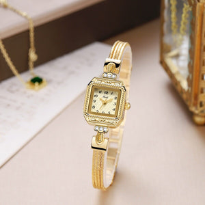Gedi Women's Light Luxury High-Grade Watch Vintage Copper Imitation Watch Square Plate Antique Watch 51081