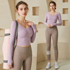 lulu new women's yoga clothes suit long-sleeved gym sports fashion top running quick-drying clothes fitness clothes 222+187