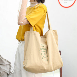 Korean simple canvas bag handbag online lazy printed handbag casual large-capacity shopping shoulder bag SR111-4