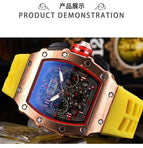 Men's Watch European and American Carbon Fiber Texture Fashion Quartz Watch Barrel-Shaped Quartz Sports Watch 1035