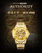 Mohdne Watch Leather Multifunctional Waterproof Gold Watch Dragon Watch Automatic Mechanical Hollow Men's Watch H666