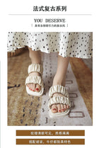 Sandals women's 2022 summer new slippers pleated flat bottom all-match outer wear soft bottom sandals and slippers women 2263-91
