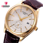 CHENXI couple watch full gold couple watch two needles and a half calendar men and women watches CX-069A