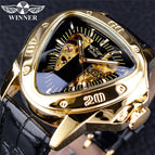 Winner European American Style Men's Fashion Casual Hollow Triangle Large Dial Automatic Mechanical men Watch SLZg65