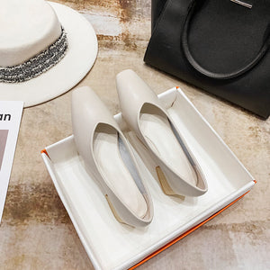 2022 new Korean style fashion shallow mouth slip-on shoes thick heel square toe fashion medium heel shoes women 3168