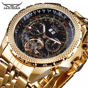 Jaragar Men's Fashion Casual Tourbillon Large Dial Hollow Automatic Mechanical men casual Watch SLZf65