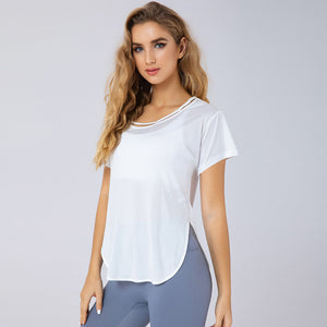 Summer new yoga tops women's simple casual loose short-sleeved blouses running sports fitness outdoor cycling T-shirt 8230