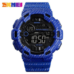 SKMEI Fashion Sport Watch Men Alarm Clock Cowboy Waterproof Week Display Men Watches Denim Digital Watch 1472