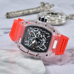 Men's watch Richard Hollow Watch Quartz Three-Pin Calendar Fashion Waterproof Spot Men's Watch 8087 SILICON A