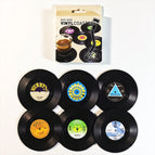 6pc Record Cup Plastic Retro Disk Cup Mat Anti-slip Coffee Coasters Heat Resistant Drink Mug Mat Table Placemat Holder Home Deco