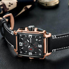 Megir watch men's retro fashion square multi-functional calendar Leather Men's quartz men's casual watch 2061