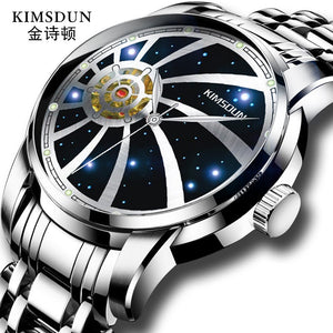 KIMSDUN New fashion trend starry dial hollow automatic watch men's mechanical watch waterproof men's casual watch