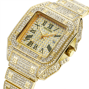Men's watch full diamond watch steel band men's watch big dial quartz watch watches
