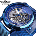 New Winner Men's Fashion Casual Hollow Mechanical Movement Automatic Mechanical men Watch SLZg79